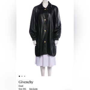 Givenchy Black Leather Coat XXL gold button closure